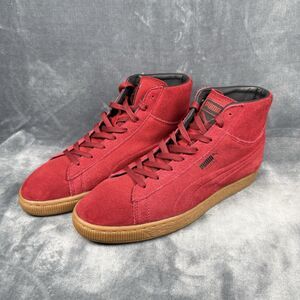 PUMA Men's Suede Embossed Mid-Tops Rio Red Brown Gum Soles Size 8.5